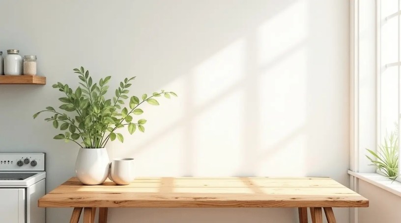 A clean, lived-in kitchen with natural light and a calm, functional atmosphere.